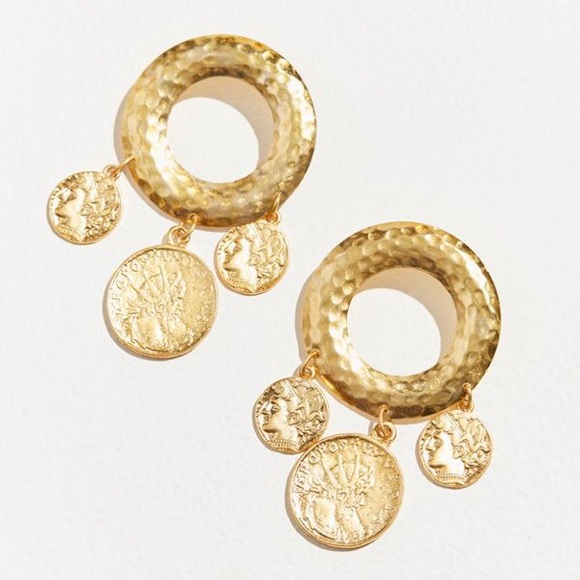 Urban Outfitters Jewelry - 🎁Mythology Coin Gold Tone Earrings